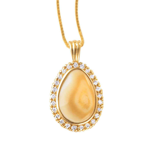 Ladies' Elk Ivory & 1/100 ct. tw. Diamond Halo Necklace in 10K Yellow Gold - I20106D Sequoia