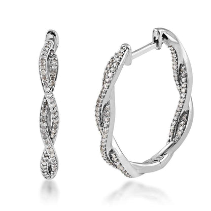 1/2 ct. tw. Diamond Twisted Hoop Earrings in Sterling Silver