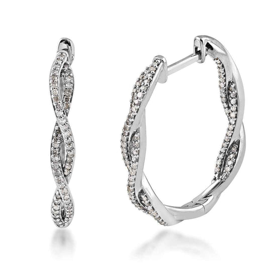 1/2 ct. tw. Diamond Twisted Hoop Earrings in Sterling Silver