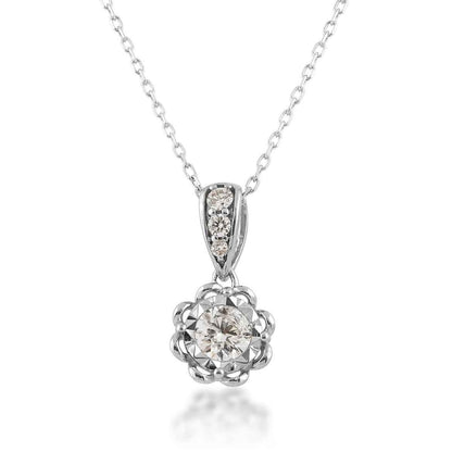 3/8 ct. tw. Diamond Pendant with Scalloped Halo and Diamond Bail in 10K White Gold
