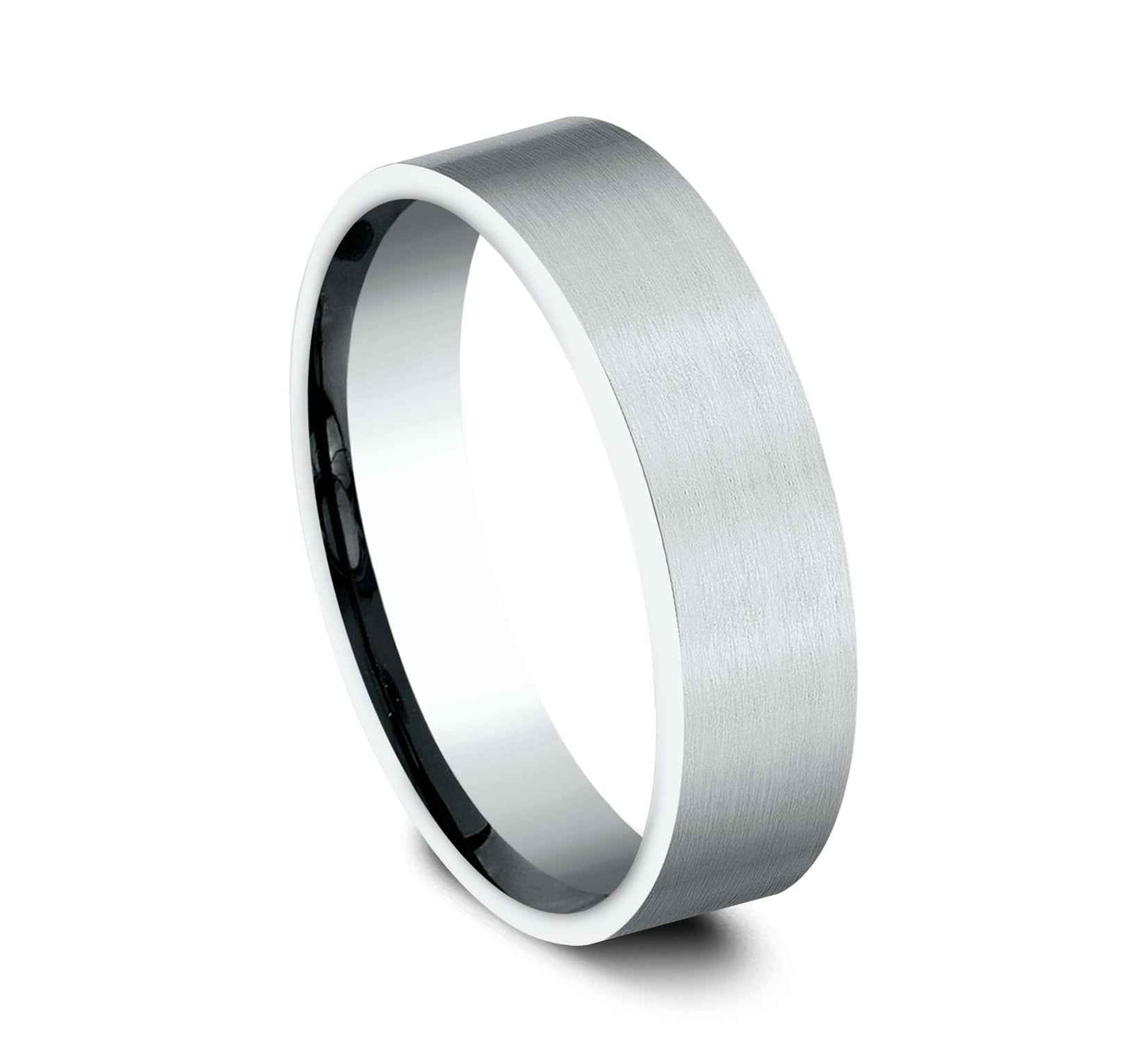 Benchmark Men's 6mm Satin Spun Wedding Band in 10K White Gold