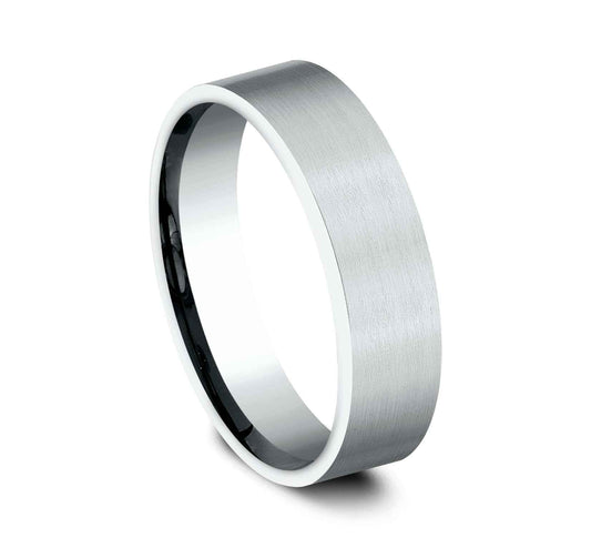 Benchmark Men's 6mm Satin Spun Wedding Band in 10K White Gold