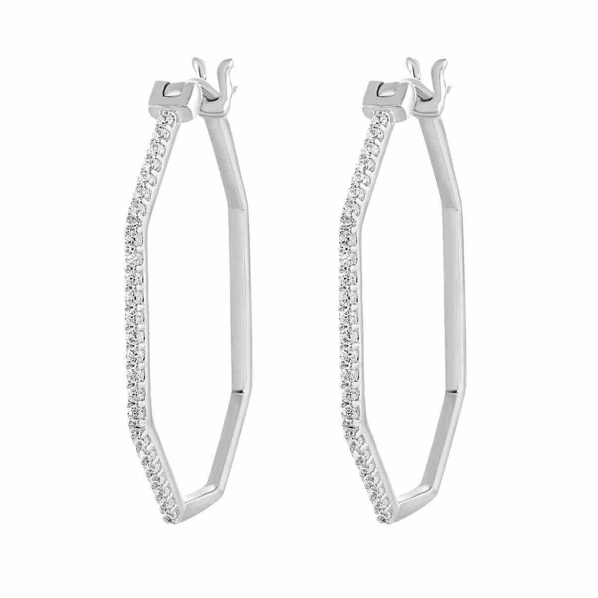 Diamond Hoop Earrings in 10 Kt. White Gold