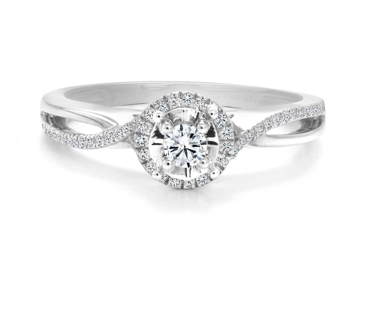 Canadian Rocks 1/5 ct. tw. Round Brilliant Diamond Halo Engagement Ring in 14K White Gold