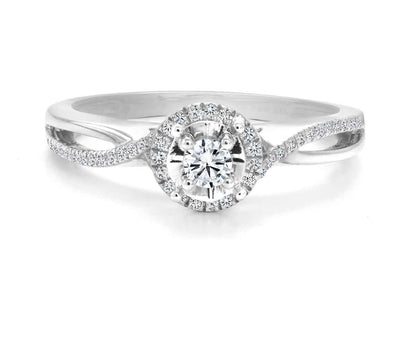 Canadian Rocks 1/5 ct. tw. Round Brilliant Diamond Halo Engagement Ring in 14K White Gold