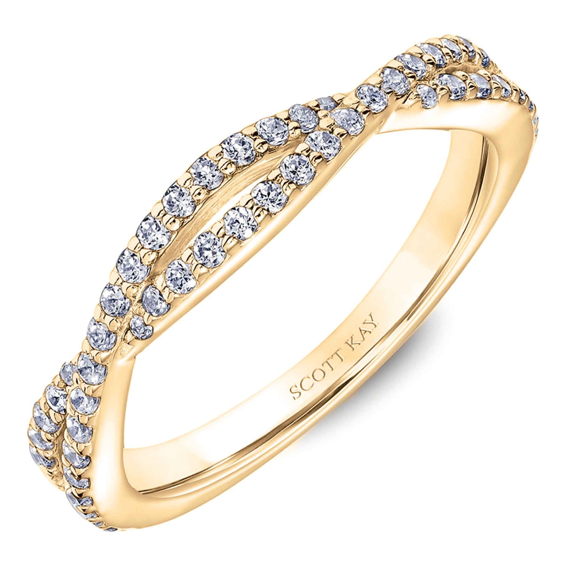 Scott Kay 3/8 ct. tw. Diamond Wedding Band with Twisted Design in 14K Yellow Gold front view