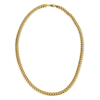 Mens 22-inch Hollow Curb Chain in 6.5MM 10K Yellow Gold front view