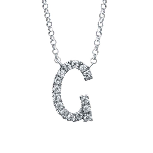1/10 ct. tw. Diamond Letter G 10mm Pendant in 10K White Gold