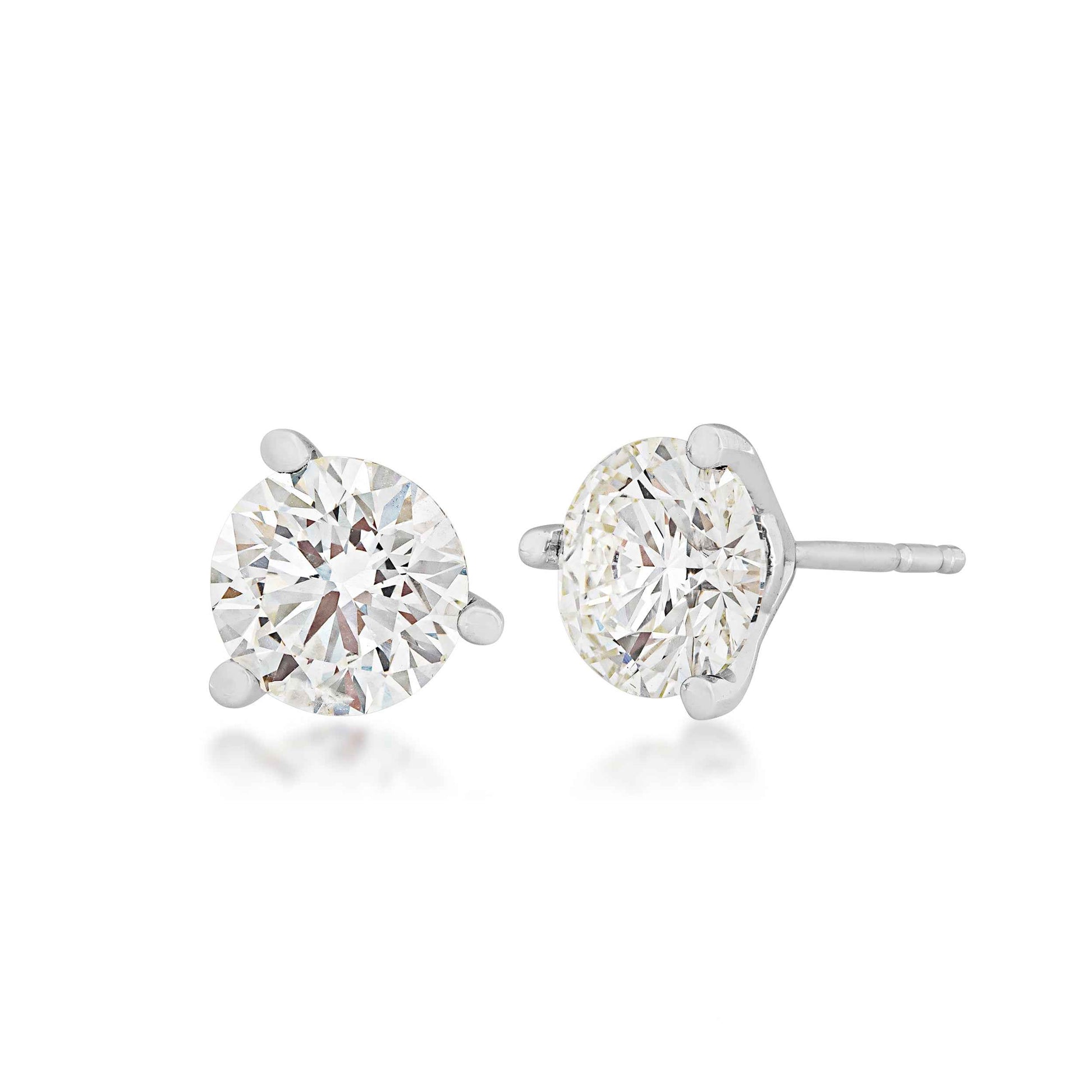 Adamante 3 ct. tw. Lab Grown Round Brilliant Diamond Solitaire Earrings in 14K White Gold