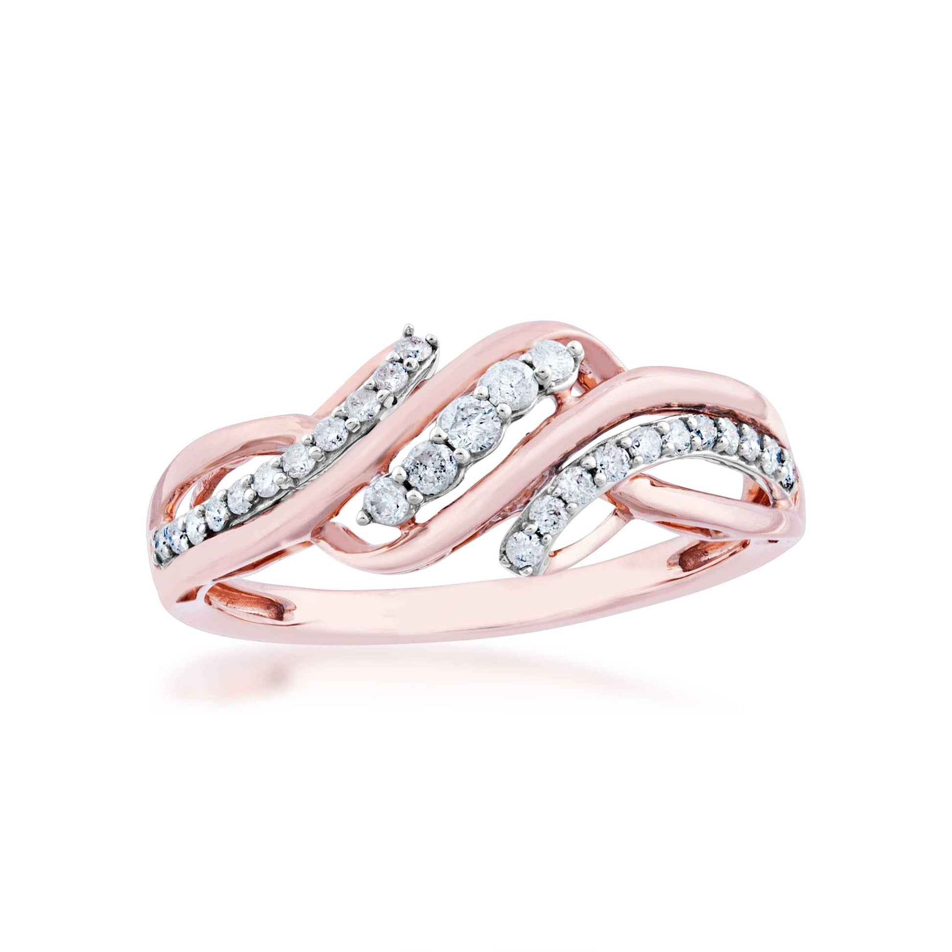 1/4 ct. tw. Triple Row Diamond Fashion Ring in 10K Pink Gold