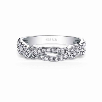 Kirk Kara 1/3 ct. tw. Vintage Inspired Split Shank Diamond Wedding Band with Milgrain Detailing in 18K White Gold