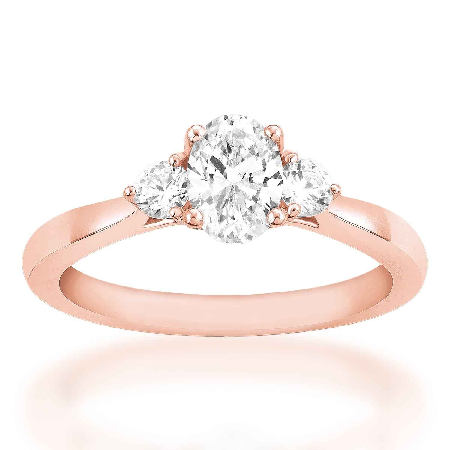 3/4 ct. tw. 3-Stone Diamond Engagement Ring in 14K Pink Gold
