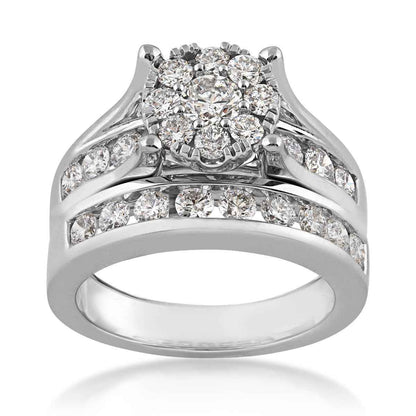 2 ct. tw. Round Cluster Diamond Wedding Set in 14K White Gold