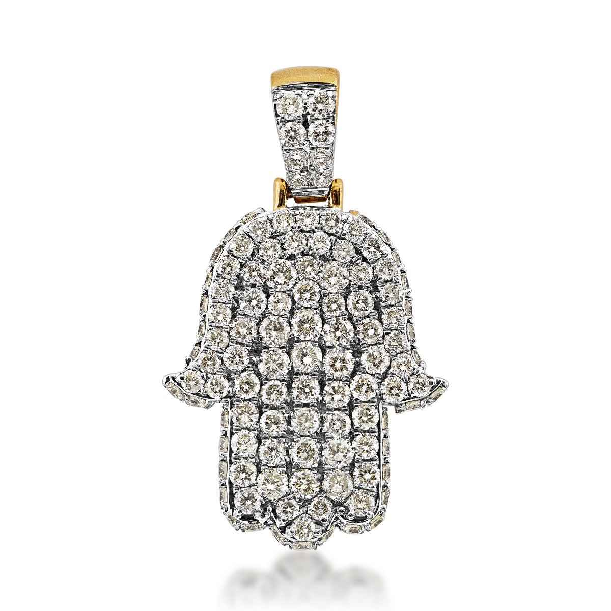 2-1/4 ct. tw. Diamond Hamsa Pendant in 10K Yellow Gold