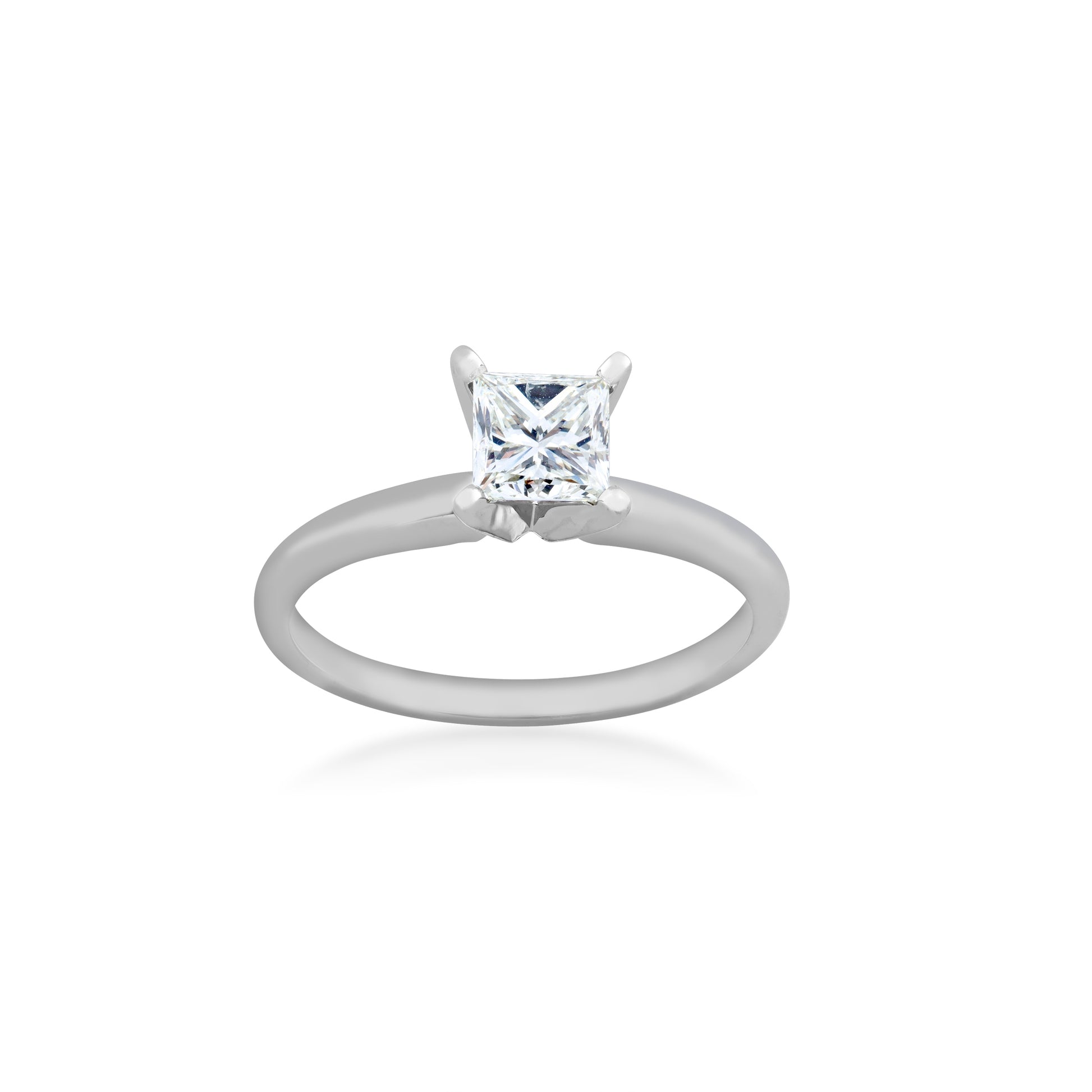 3/4 ct. tw. Princess Cut Diamond Solitaire Engagement Ring in 14K White Gold