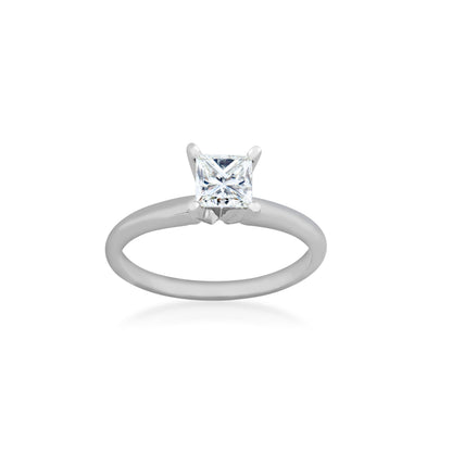 3/4 ct. tw. Princess Cut Diamond Solitaire Engagement Ring in 14K White Gold