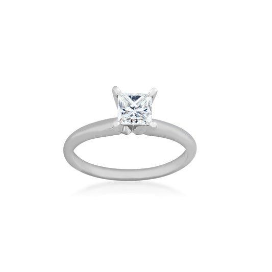 3/4 ct. tw. Princess Cut Diamond Solitaire Engagement Ring in 14K White Gold