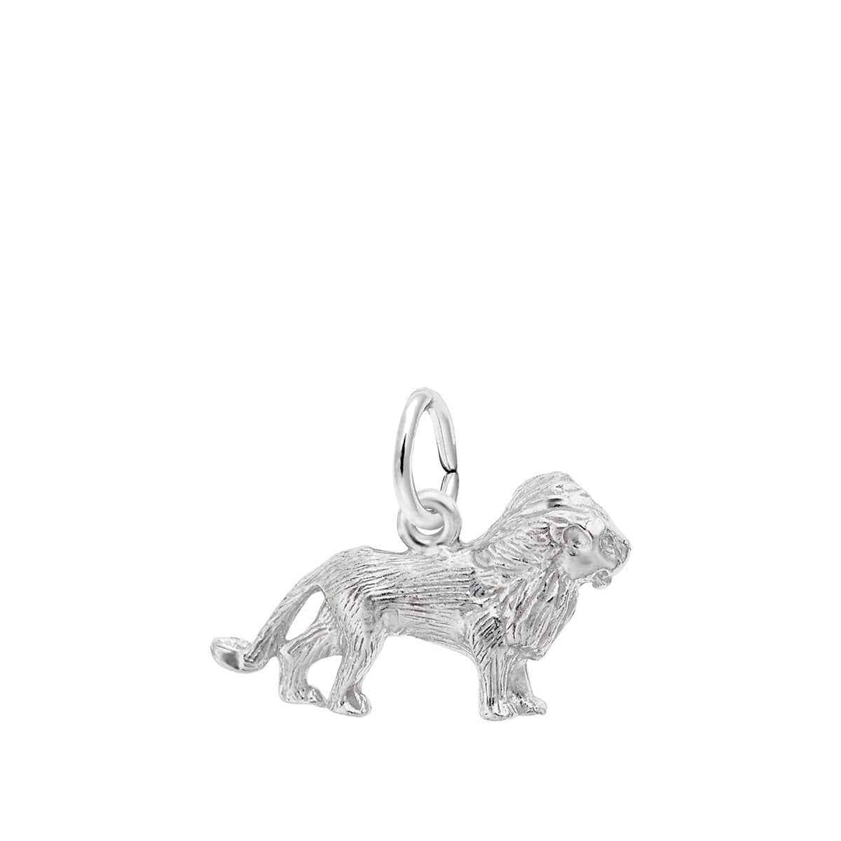 Textured Lion Charm in Sterling Silver