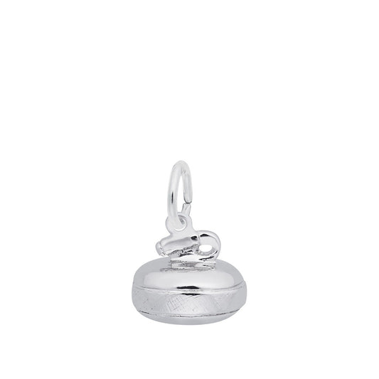 Curling Stone Charm in Sterling Silver