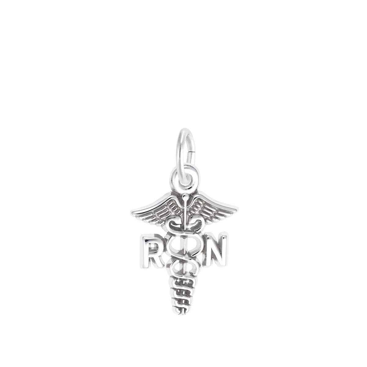 RN Caduceus Charm in Sterling Silver
