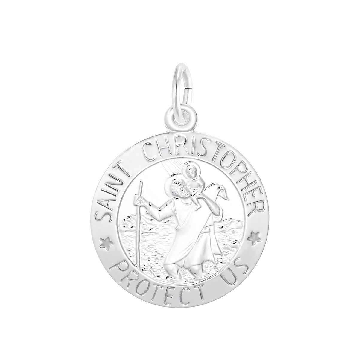 St. Christopher Protect Us Charm in Sterling Silver
