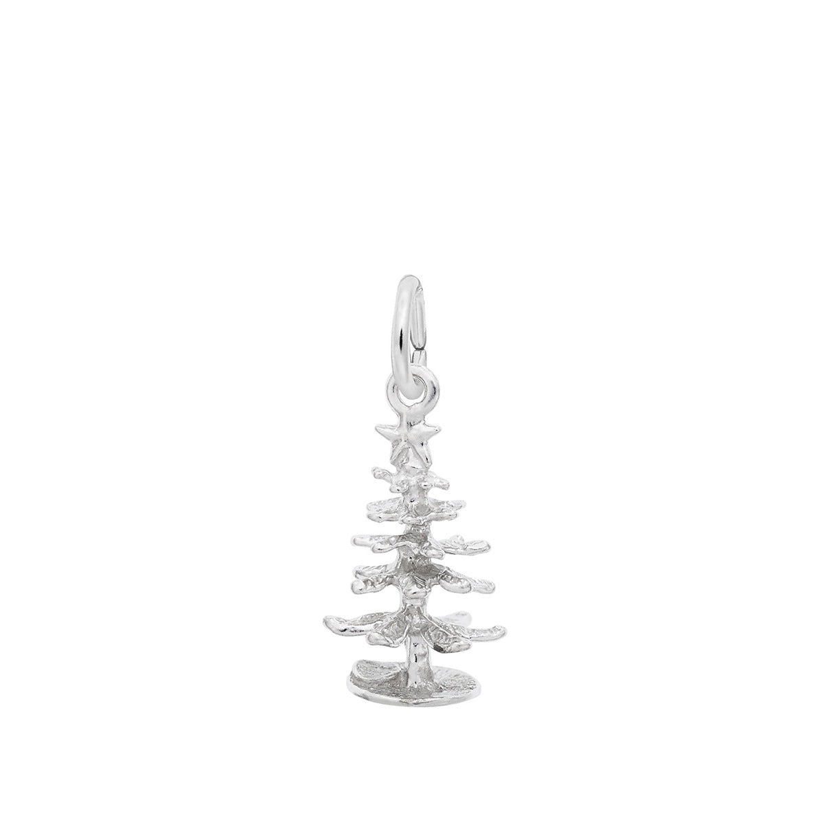 Textured Christmas Tree Charm in Sterling Silver