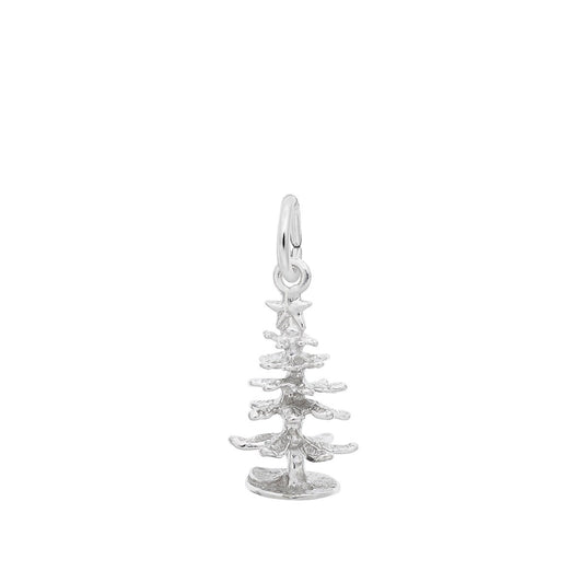 Textured Christmas Tree Charm in Sterling Silver