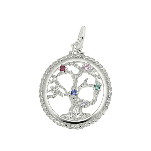 Tree Of Life Gemstone Charm in Sterling Silver