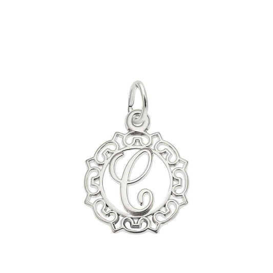 Initial C Charm in Sterling Silver