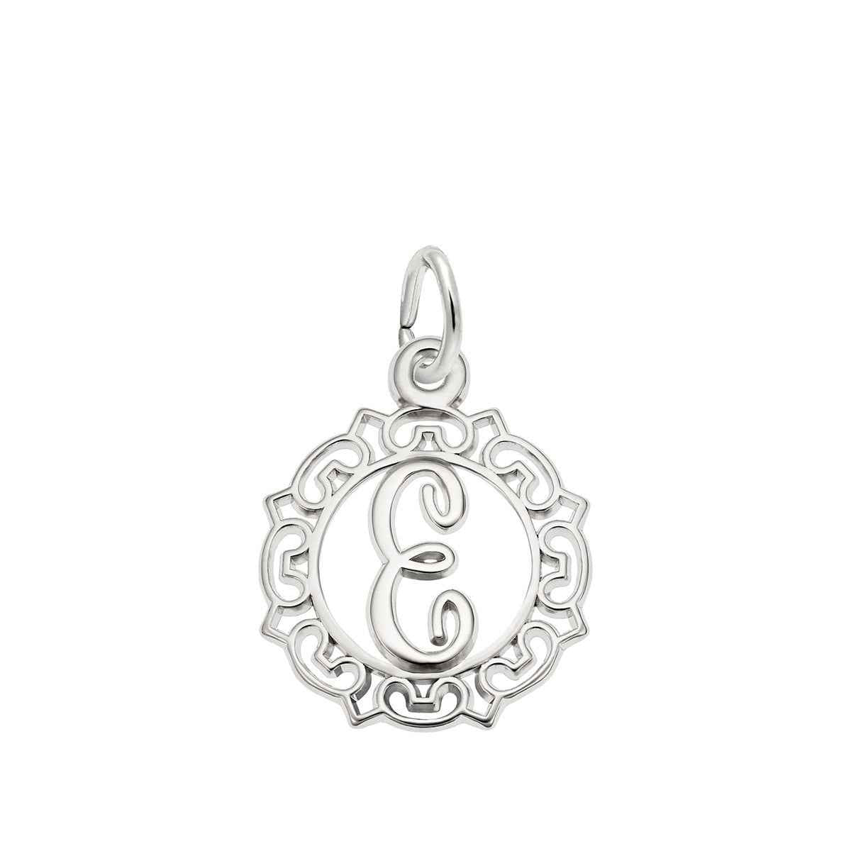 Initial E Charm in Sterling Silver