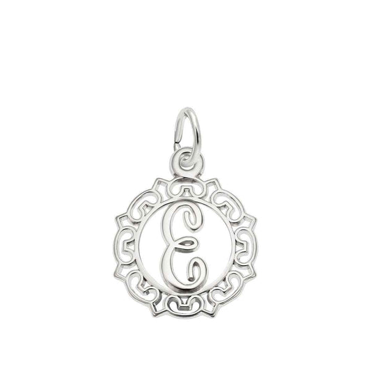 Initial E Charm in Sterling Silver