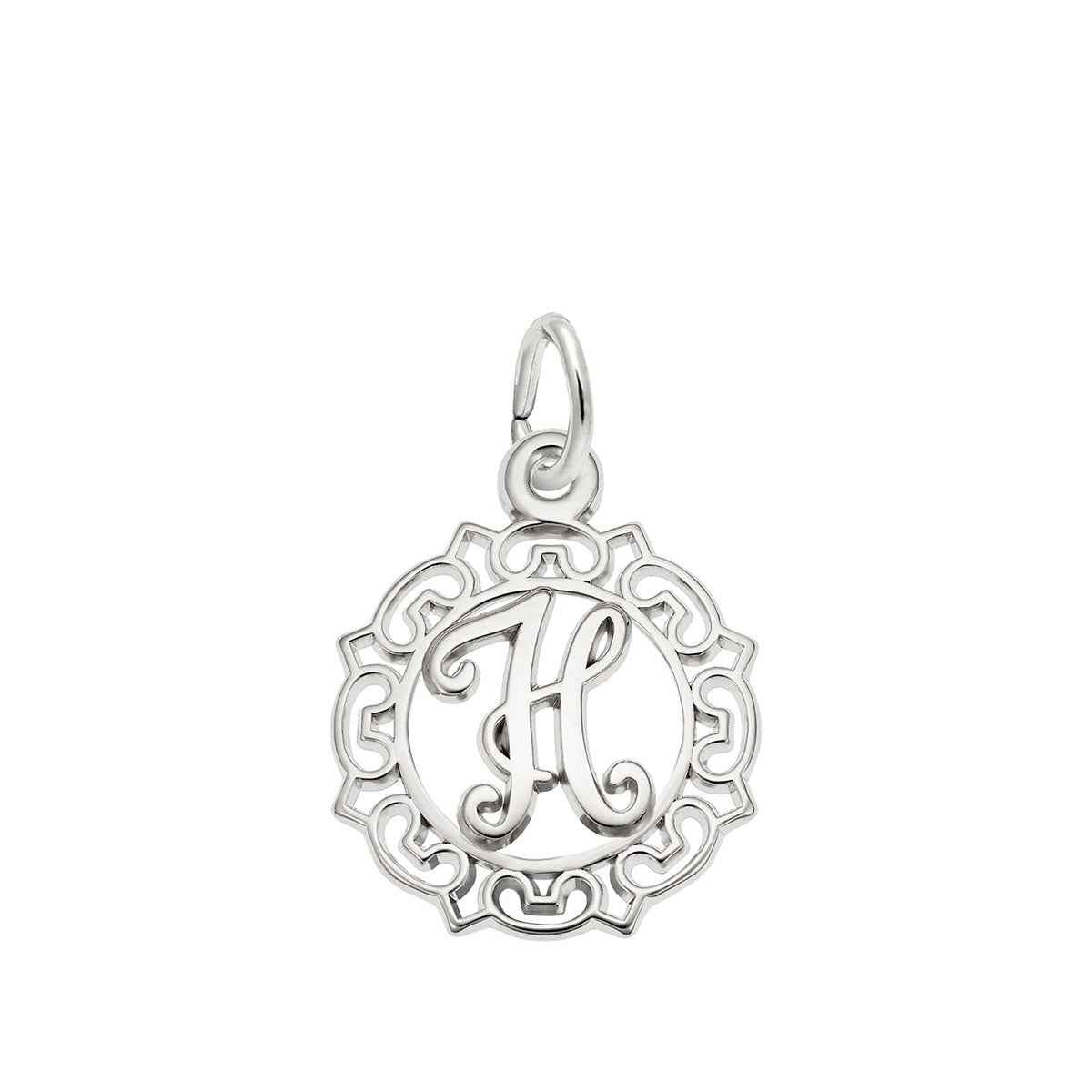 Initial H Charm in Sterling Silver