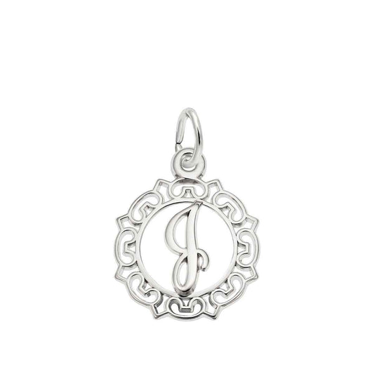 Initial J Charm in Sterling Silver