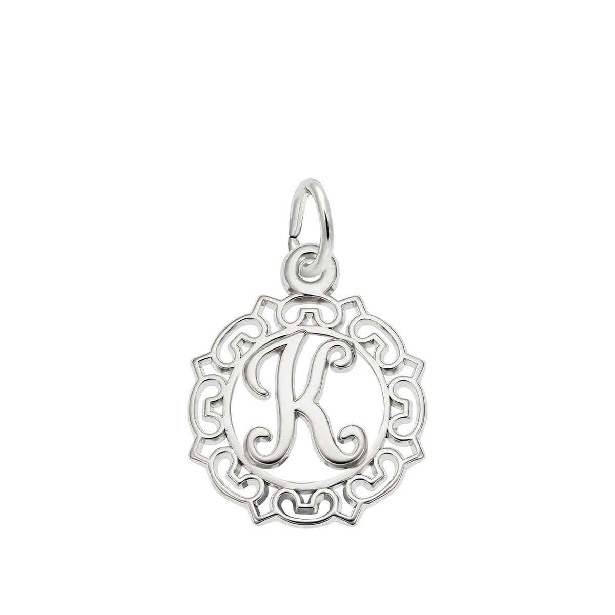 Initial K Charm in Sterling Silver