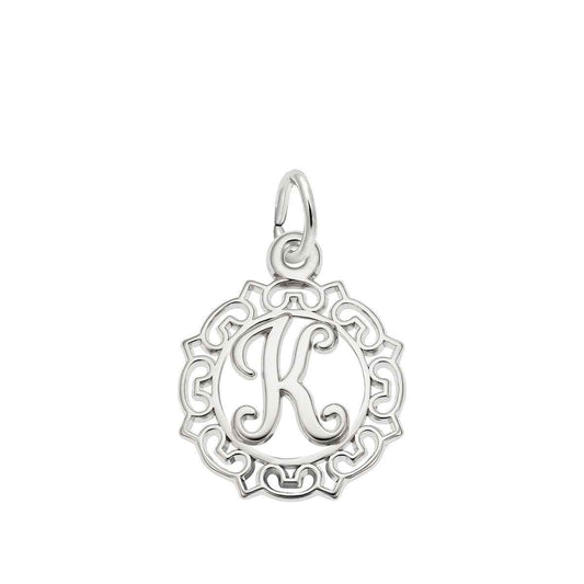 Initial K Charm in Sterling Silver