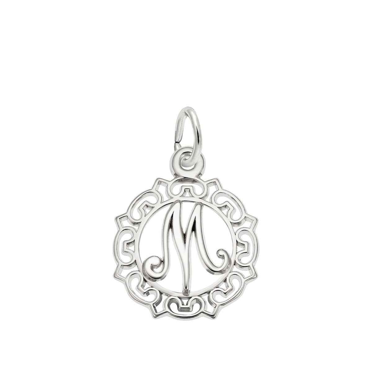 Initial M Charm in Sterling Silver