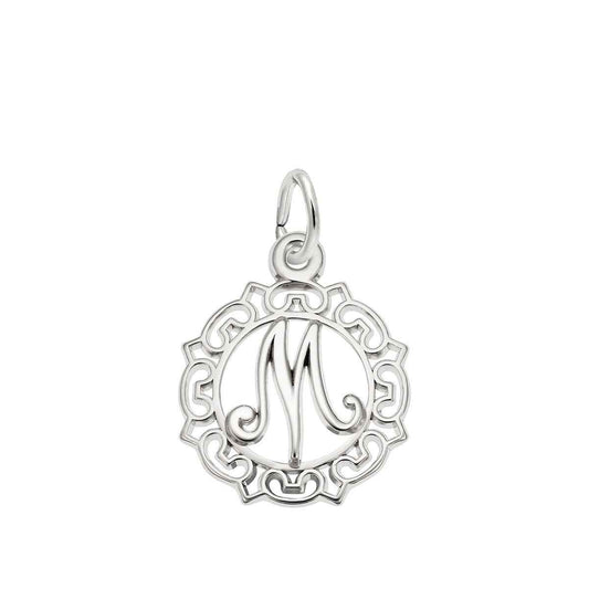 Initial M Charm in Sterling Silver