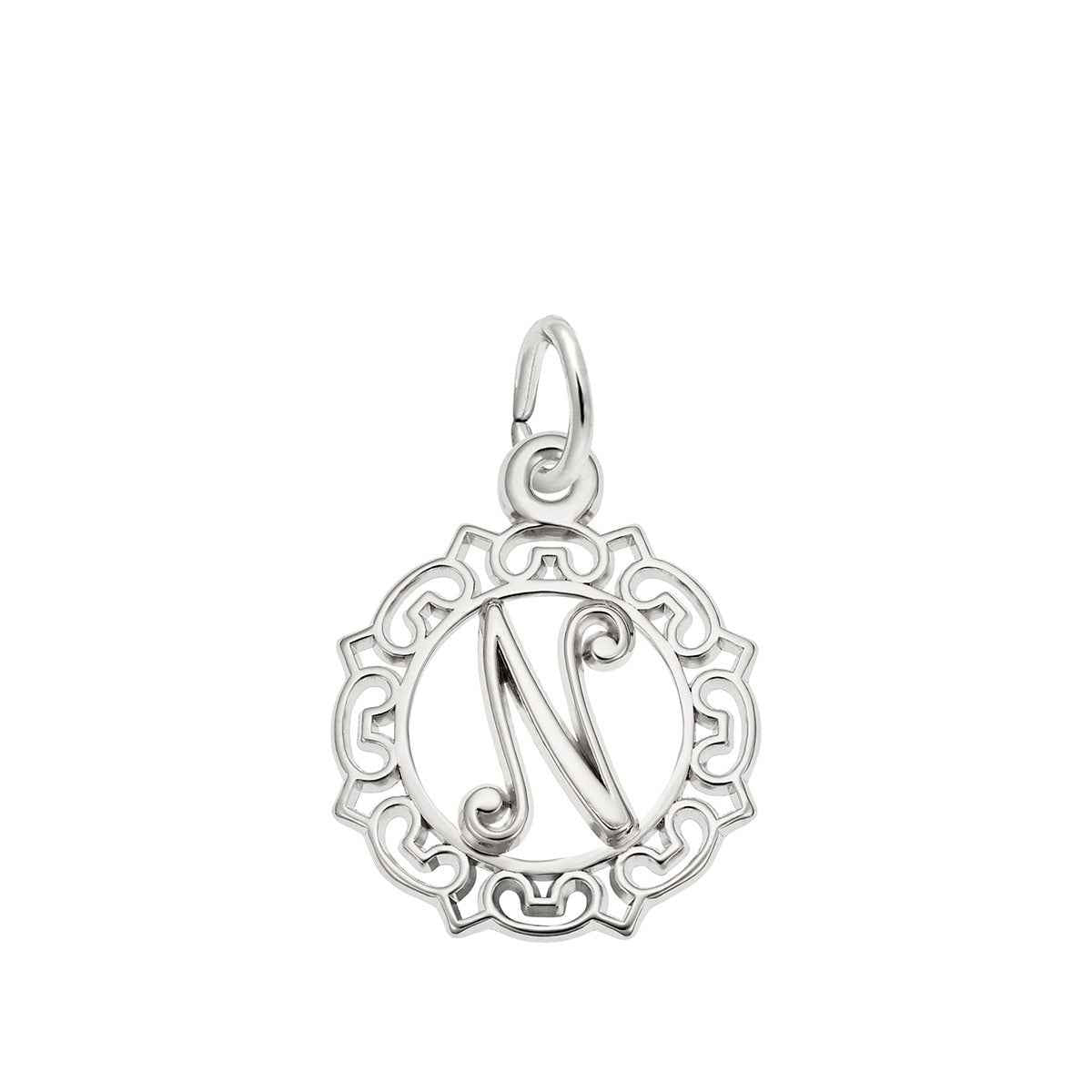 Initial N Charm in Sterling Silver