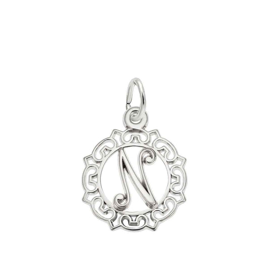 Initial N Charm in Sterling Silver