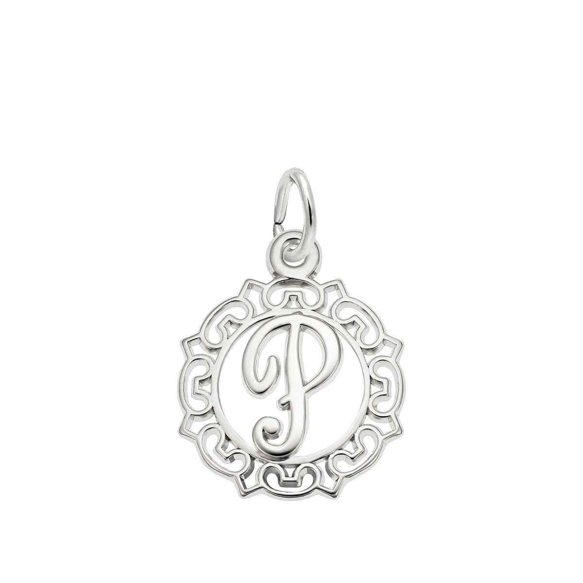 Initial P Charm in Sterling Silver