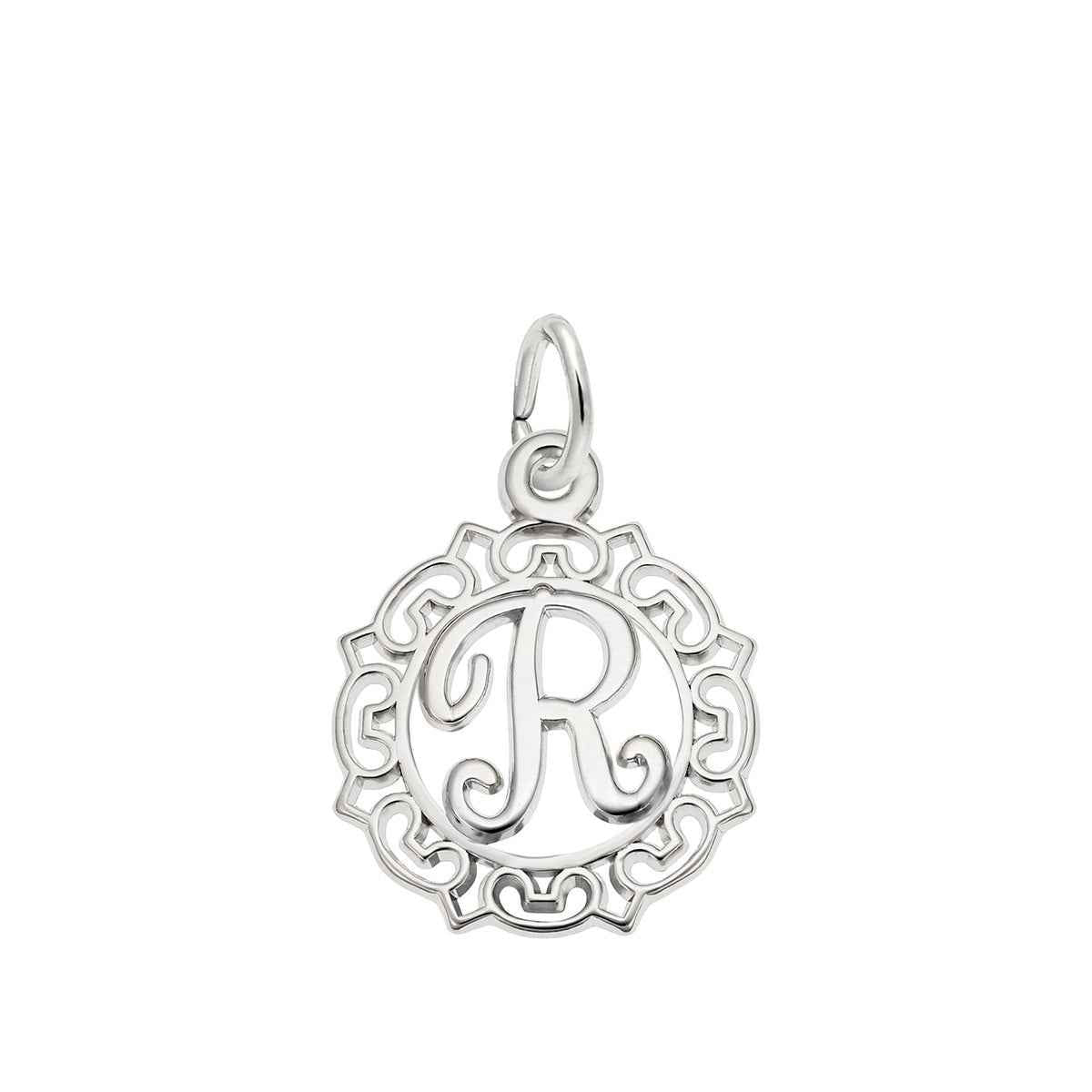 Initial R Charm in Sterling Silver