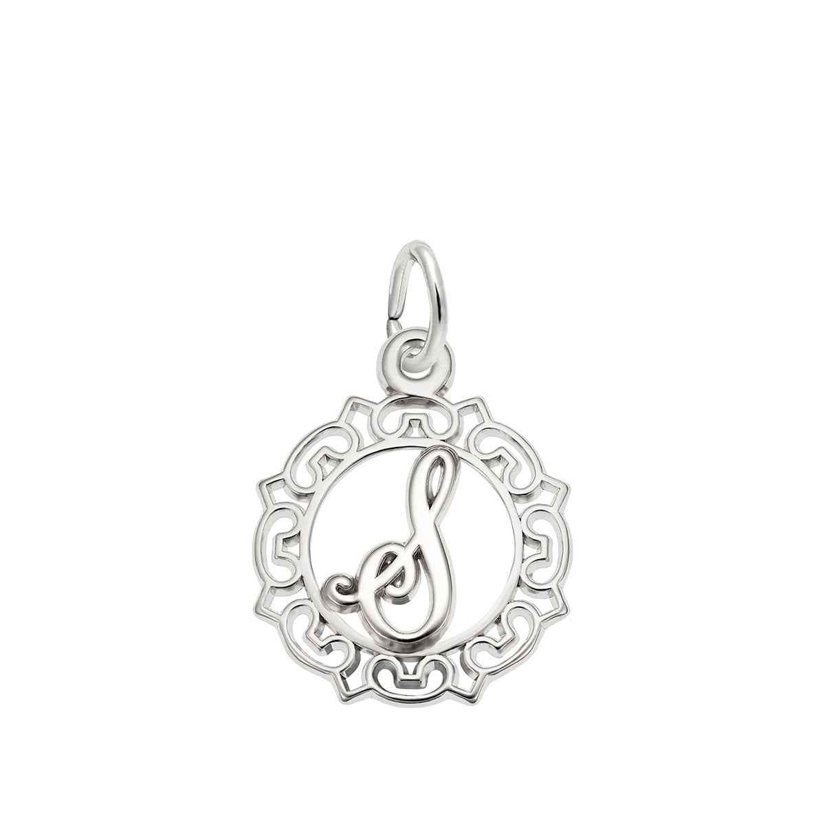 Initial S Charm in Sterling Silver