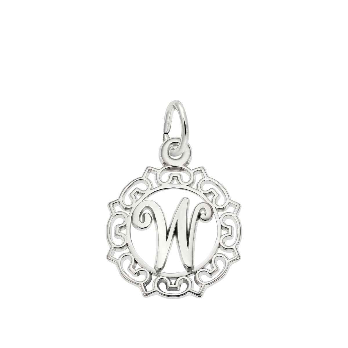 Initial W Charm in Sterling Silver