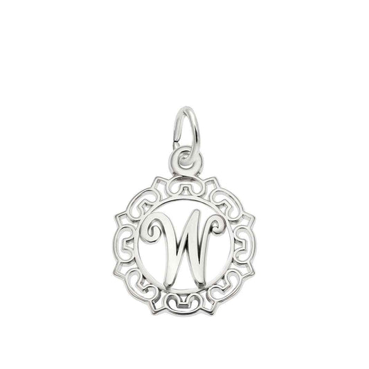 Initial W Charm in Sterling Silver