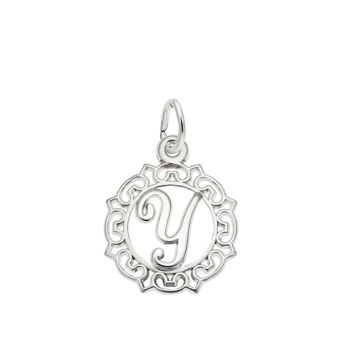 Initial Y Charm in Sterling Silver