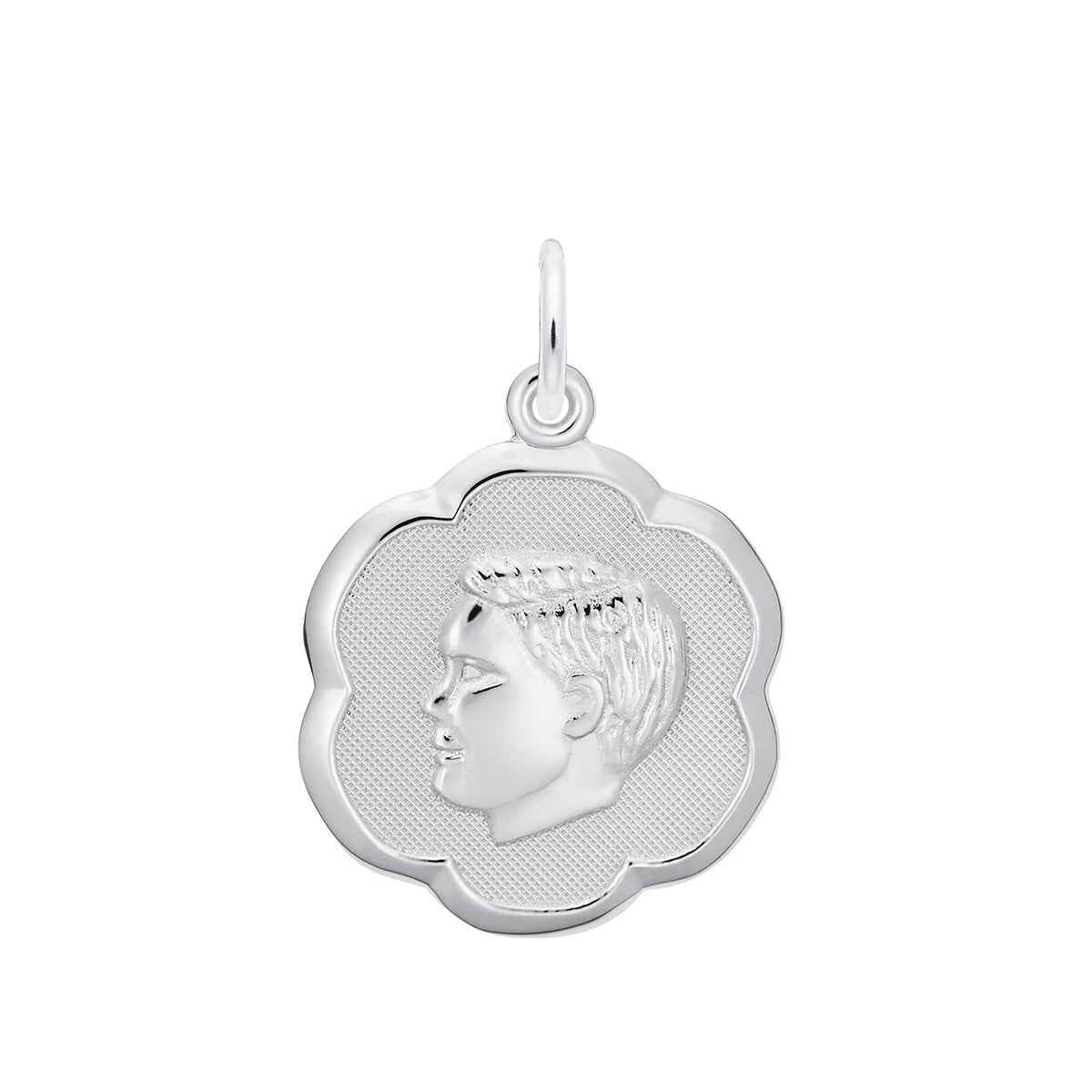 Scalloped Boy Charm in Sterling Silver