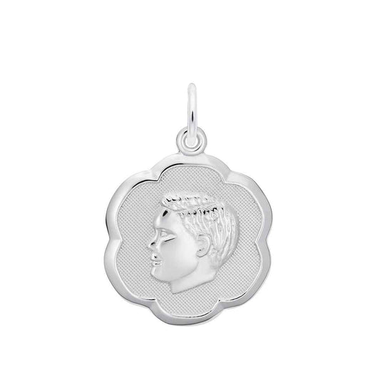 Scalloped Boy Charm in Sterling Silver