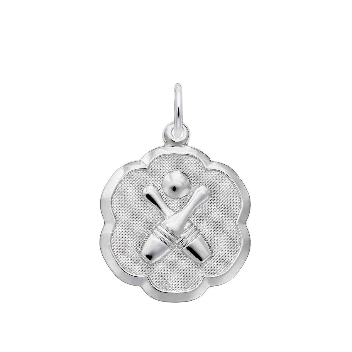 Scalloped Bowling Charm in Sterling Silver