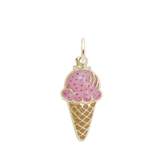 Ice Cream Painted Charm in 14K Yellow Gold