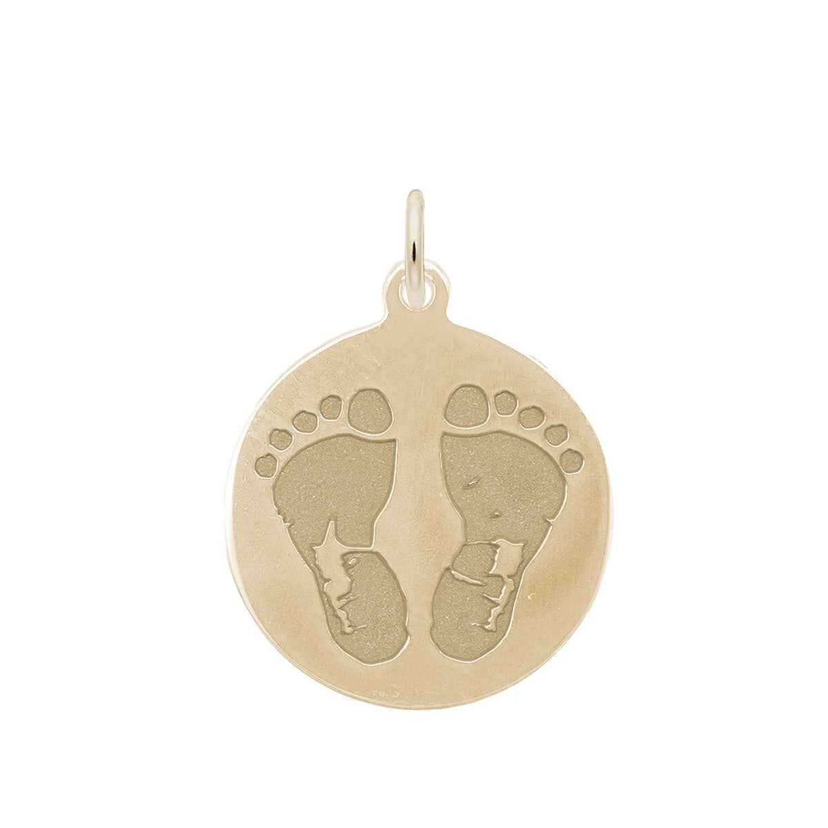 Baby Feet Disc Charm in 14K Yellow Gold